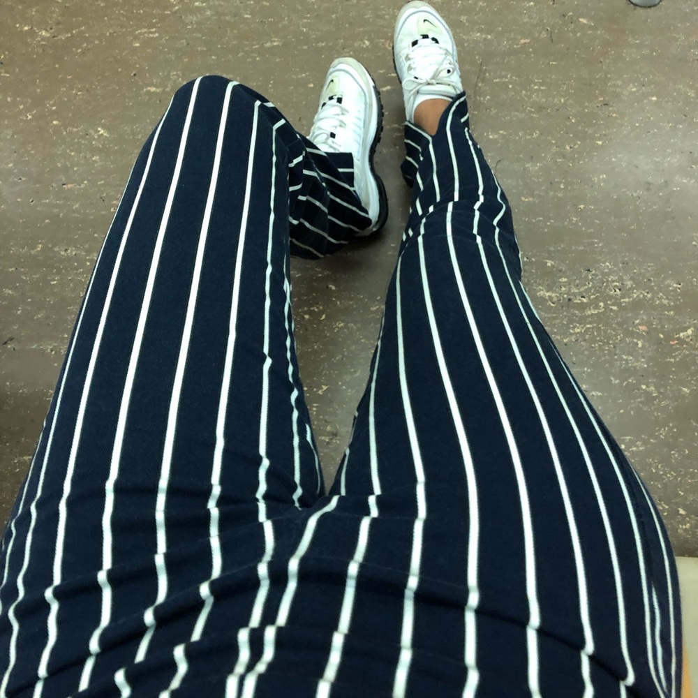 REFORMATION STRIPED HIGH-WAIST PANTS